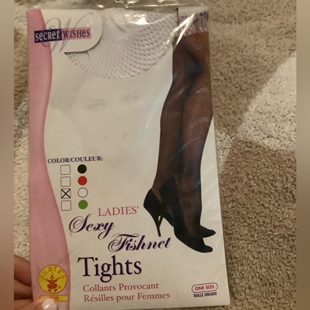 White fishnet tights nwt one size